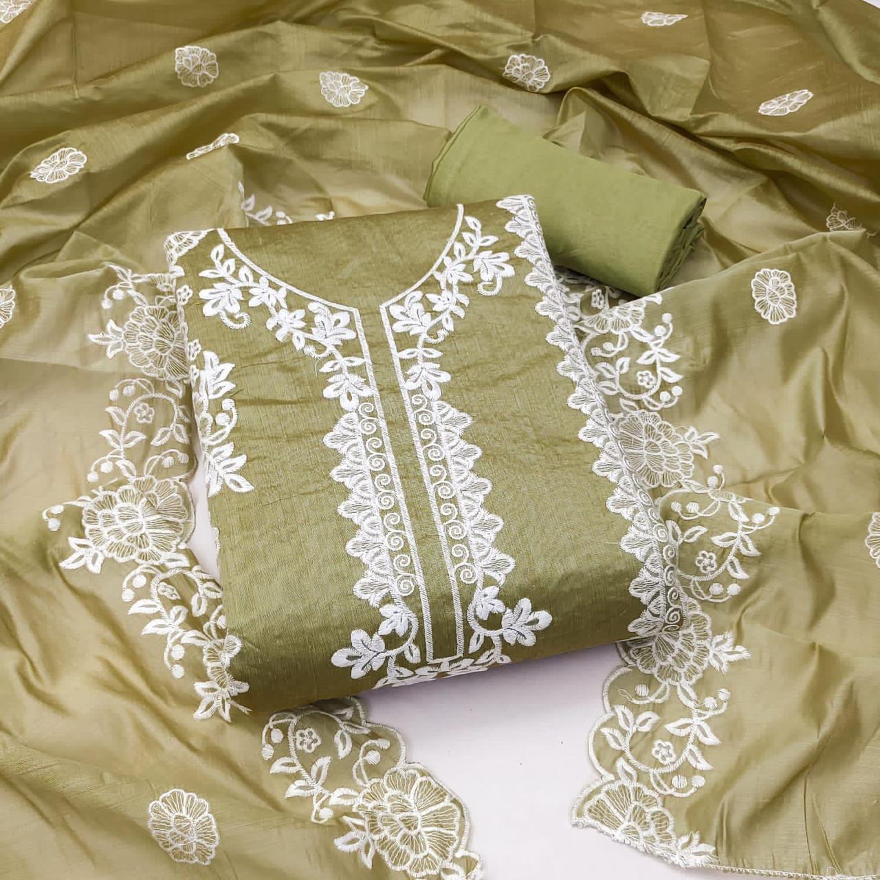 MD Modal Embroidery Designer Non Catalog Dress Material Wholesale Online
